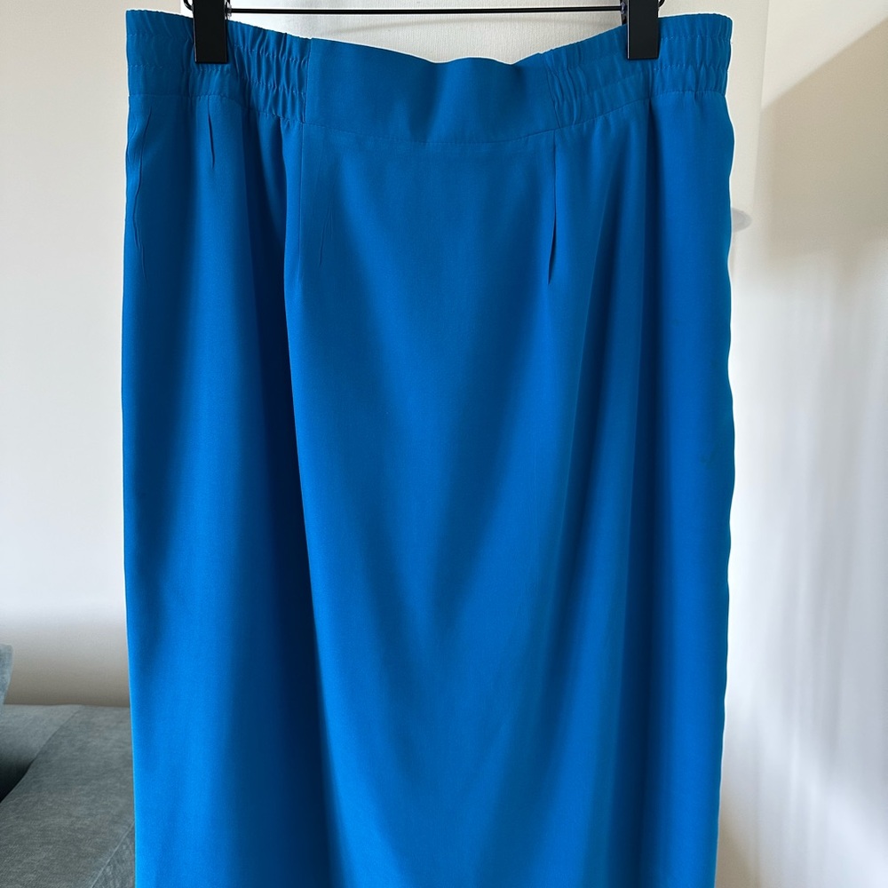 Bianca 100% Silk Turquoise Midi Skirt